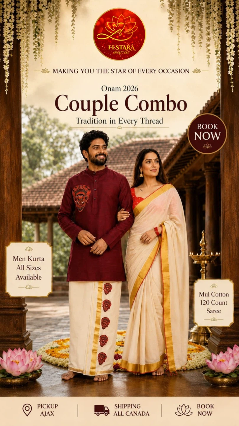 Festara Creations Couple Combo Onam Outfits - photo 2