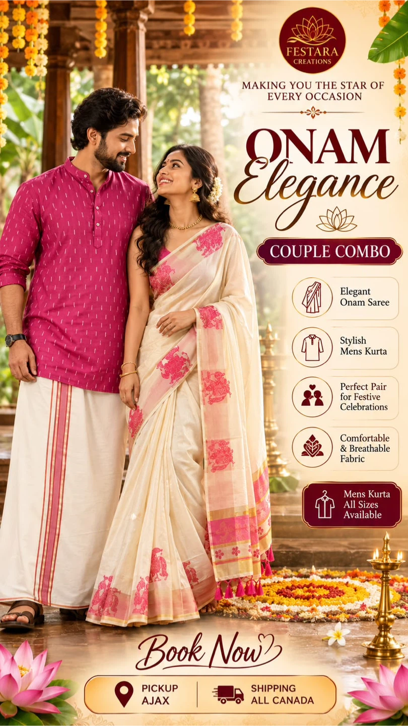 Festara Creations Couple Combo Onam Outfits
