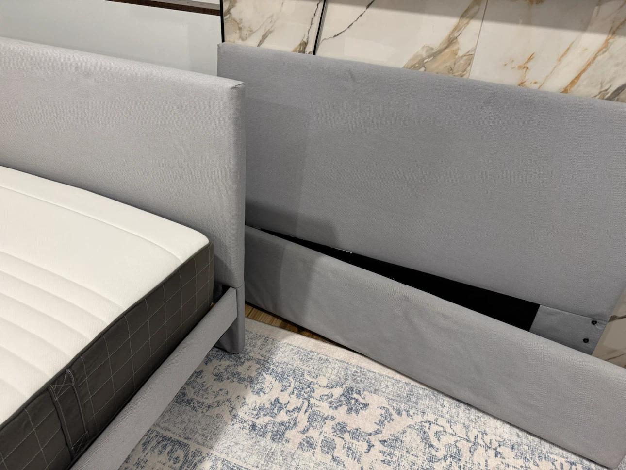 Gray Upholstered Platform Bed Frame with Storage Drawers - photo 4