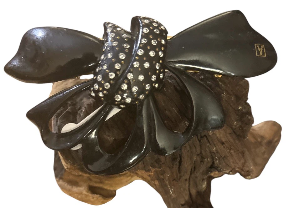 VCA Black Bow Barrette  with Rhinestones