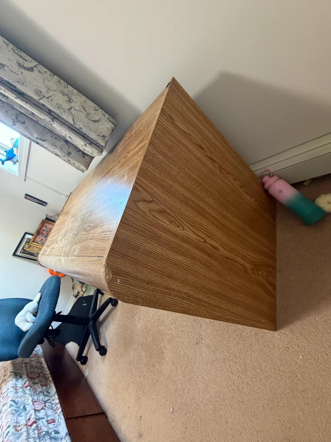 Wooden Desk with Drawers and Shelves - photo 4