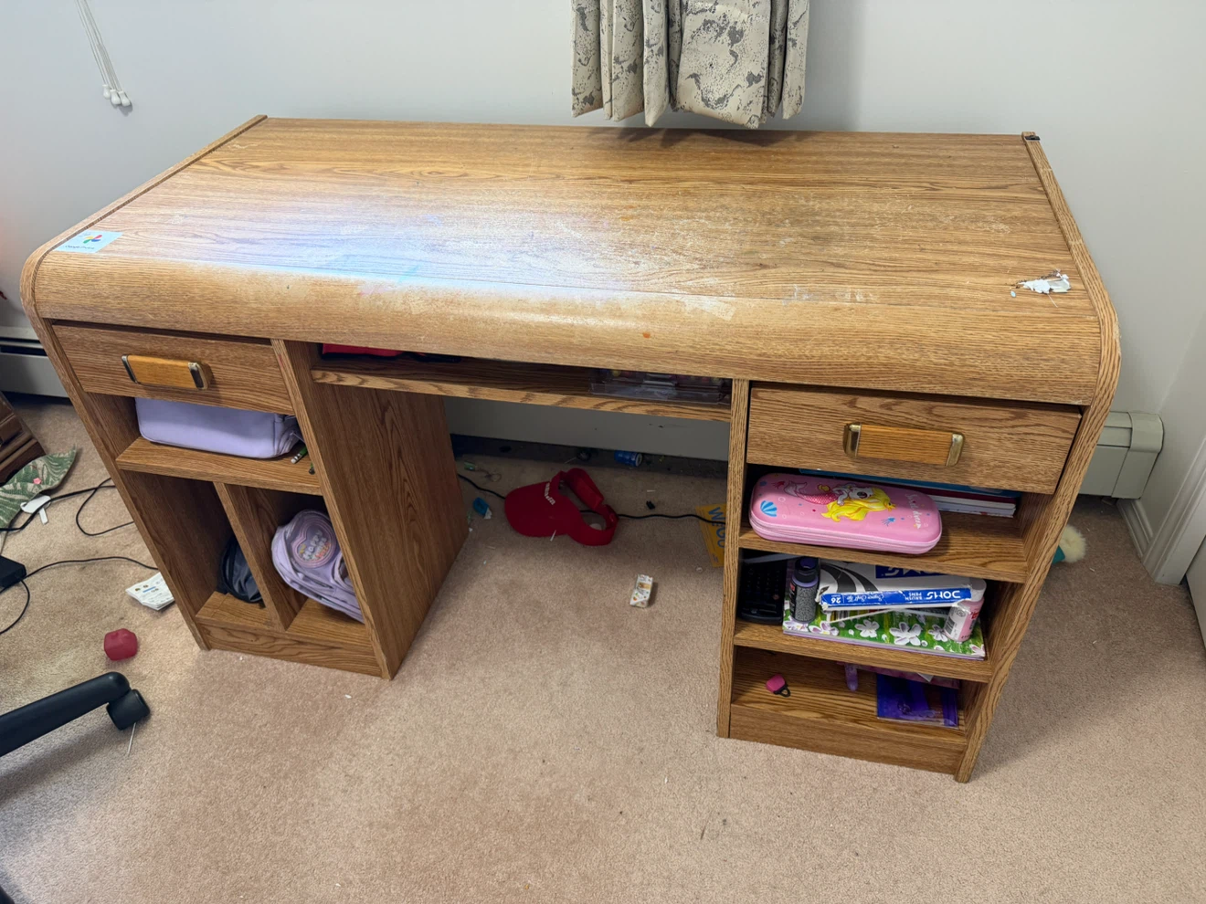 Wooden Desk with Drawers and Shelves - photo 5