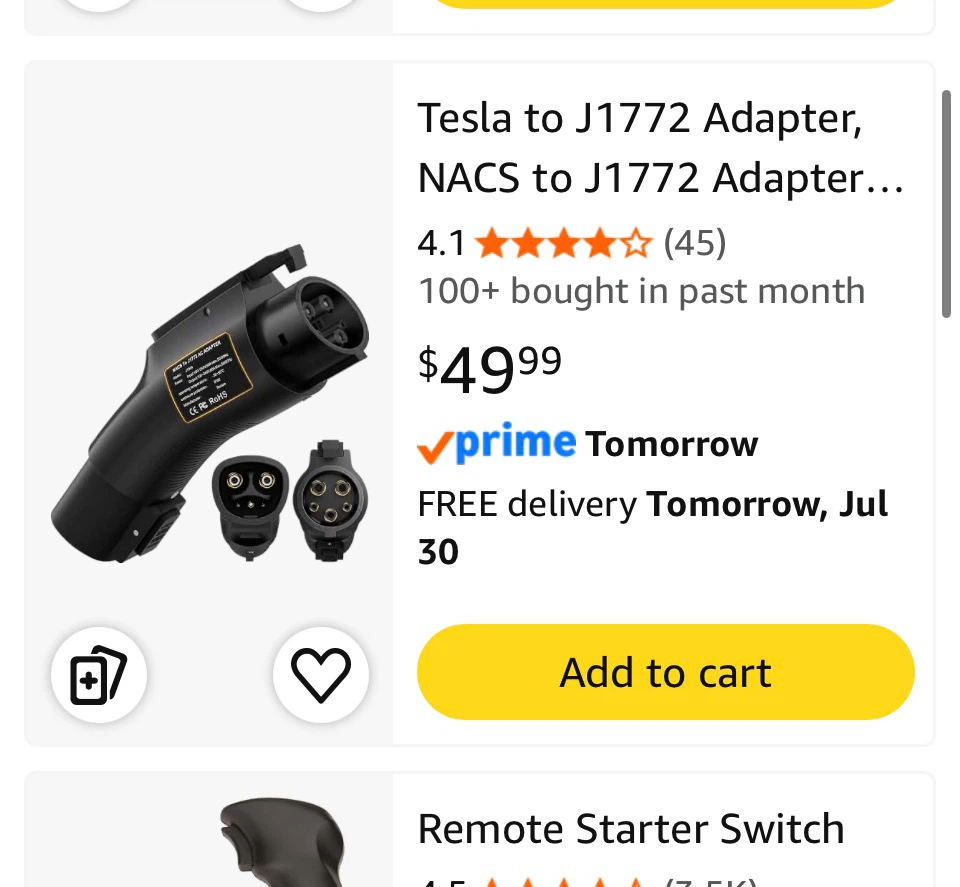 Teviem Tesla to J1772 NACS EV Charger Adapter 80A
