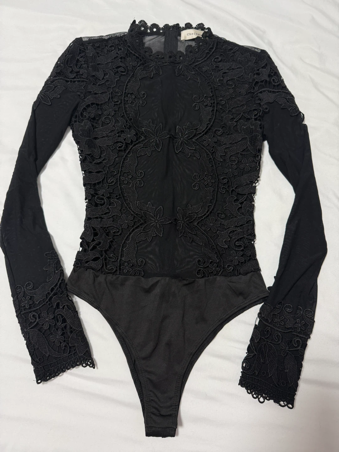 Black Lace Long Sleeve Bodysuit