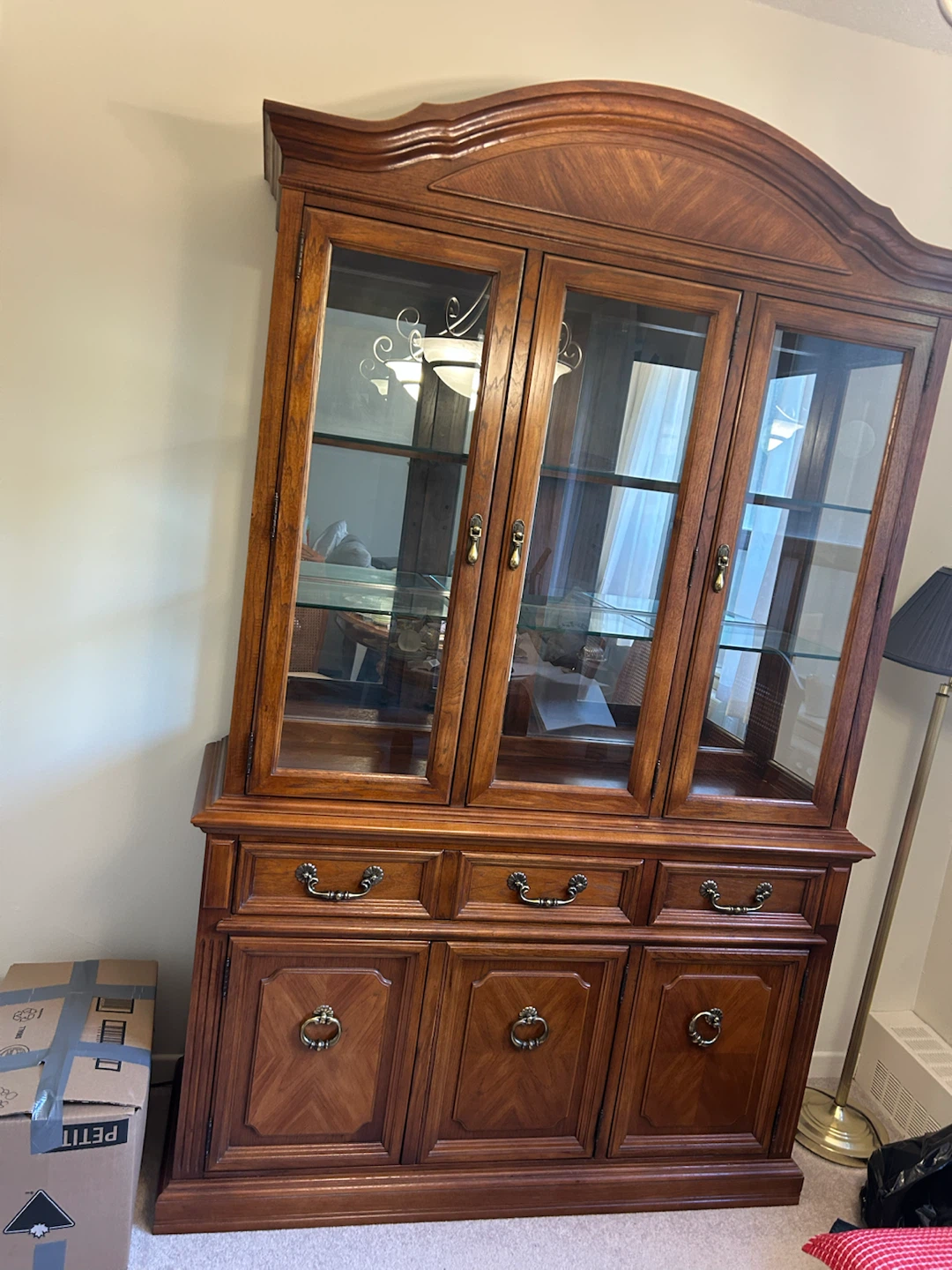 Wooden China Cabinet with Glass Doors
