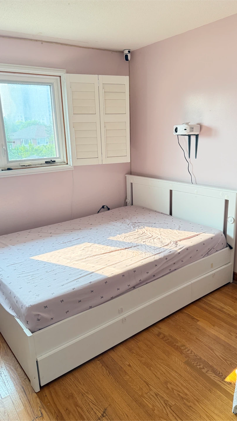 White Wooden Bed Frame with Storage Drawers - photo 2