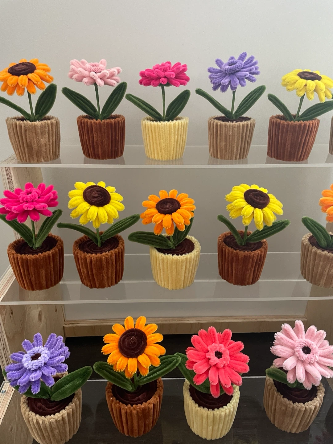 Mini Pipe Cleaner Flowers Pots
