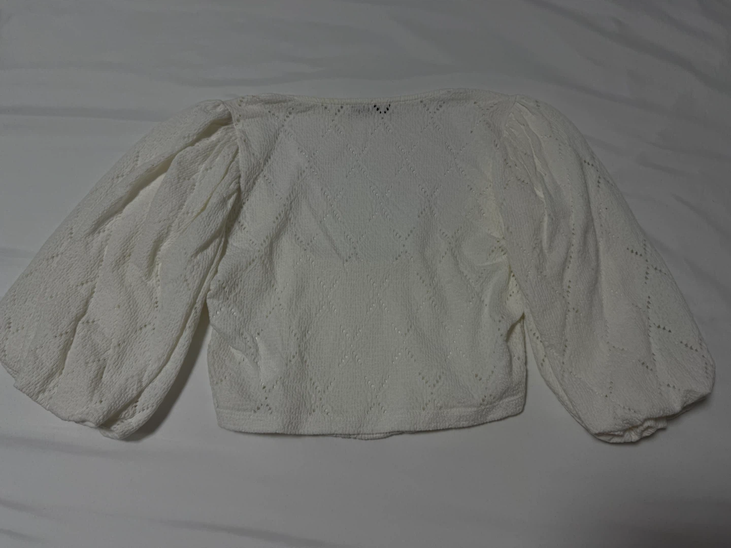 White ZARA Cropped Top with Puff Sleeves - photo 2
