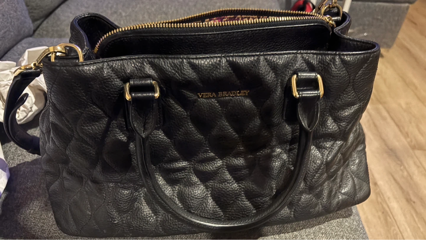 Vera Bradley Black Quilted Satchel Handbag