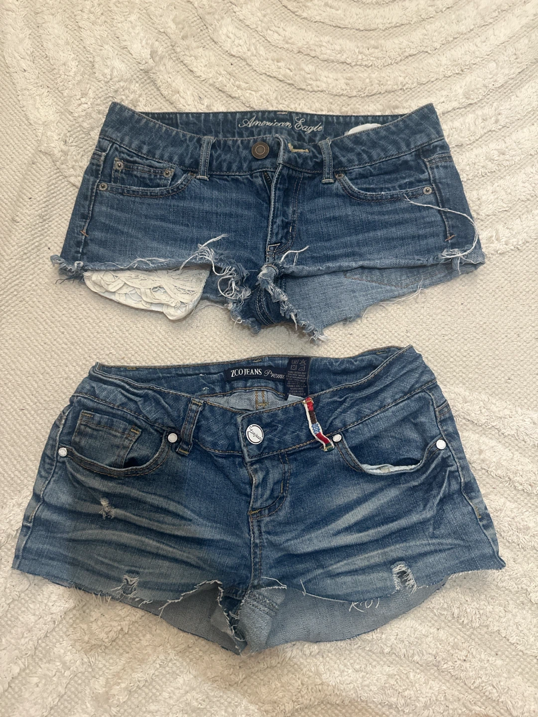 2 low rise denim shorts