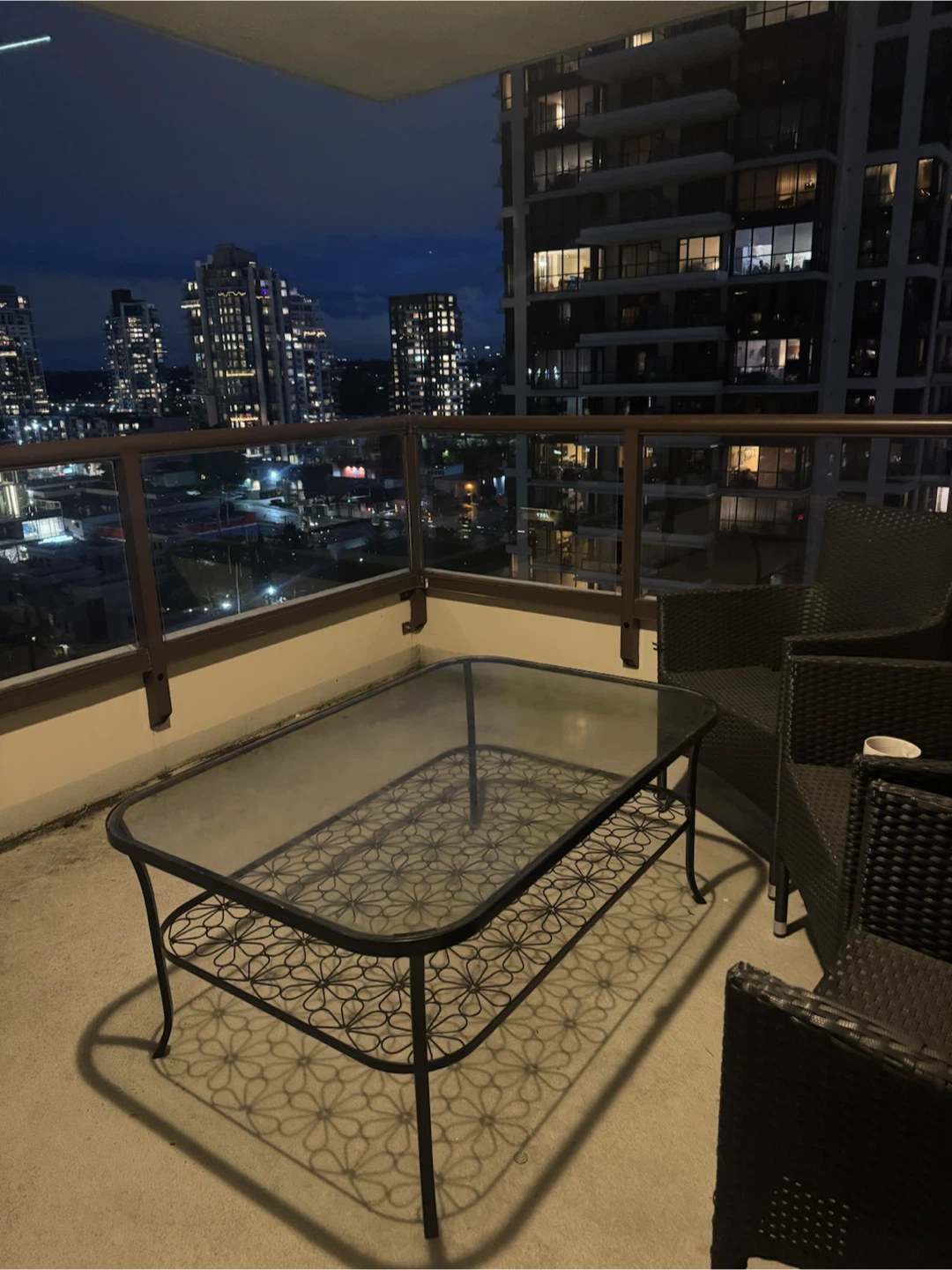 Wicker patio chairs and glass coffee table set - photo 4