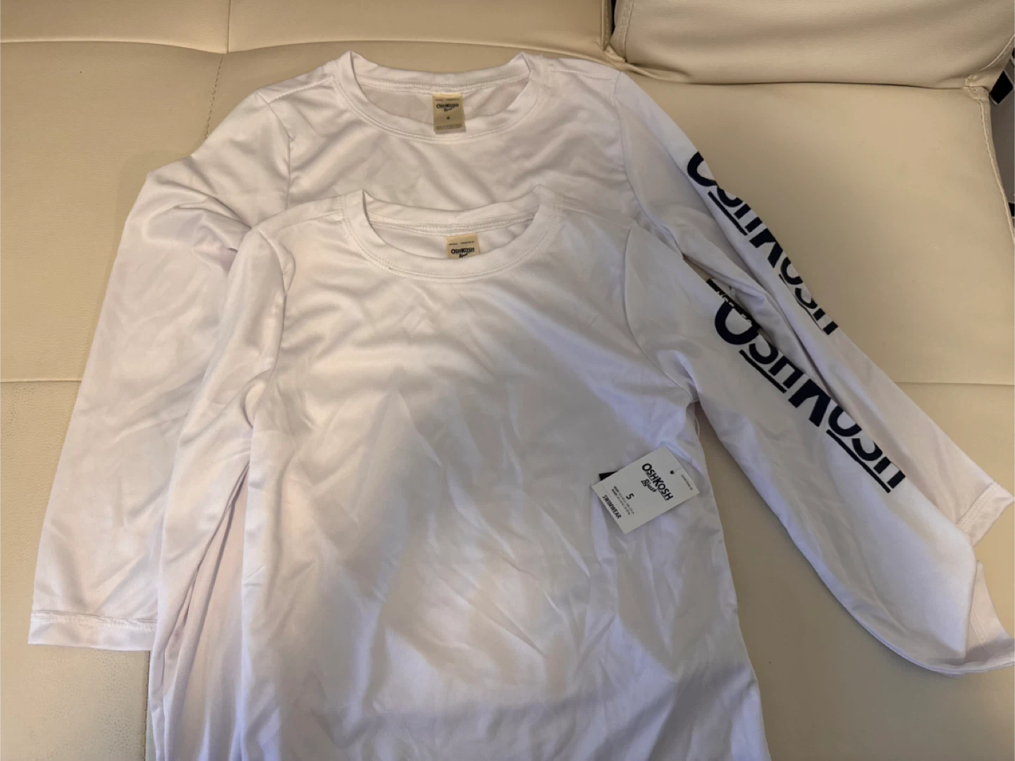 OshKosh B'gosh White Long Sleeve Swimwear Top Size S