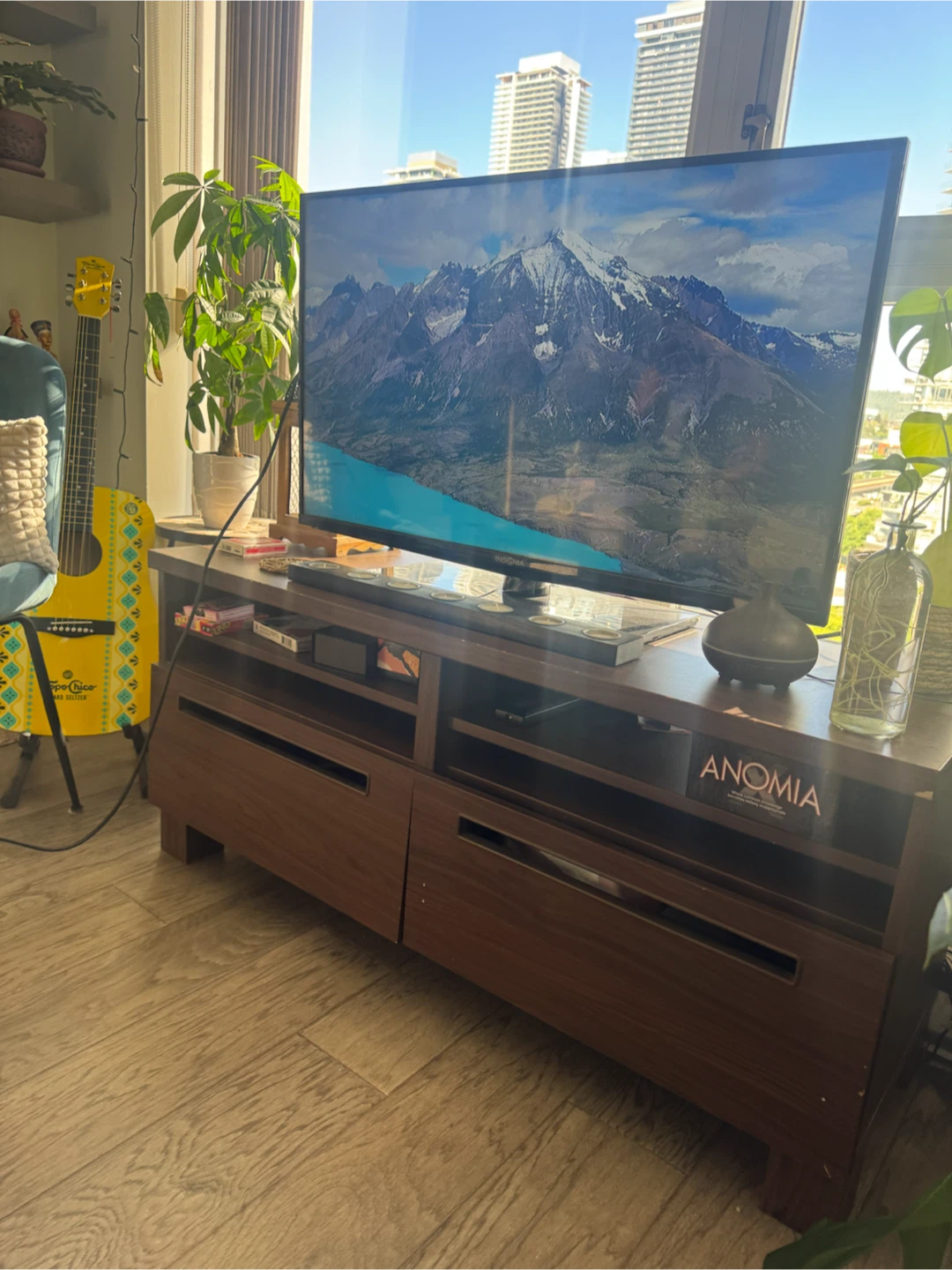 Brown Wood TV Stand with Storage - photo 2
