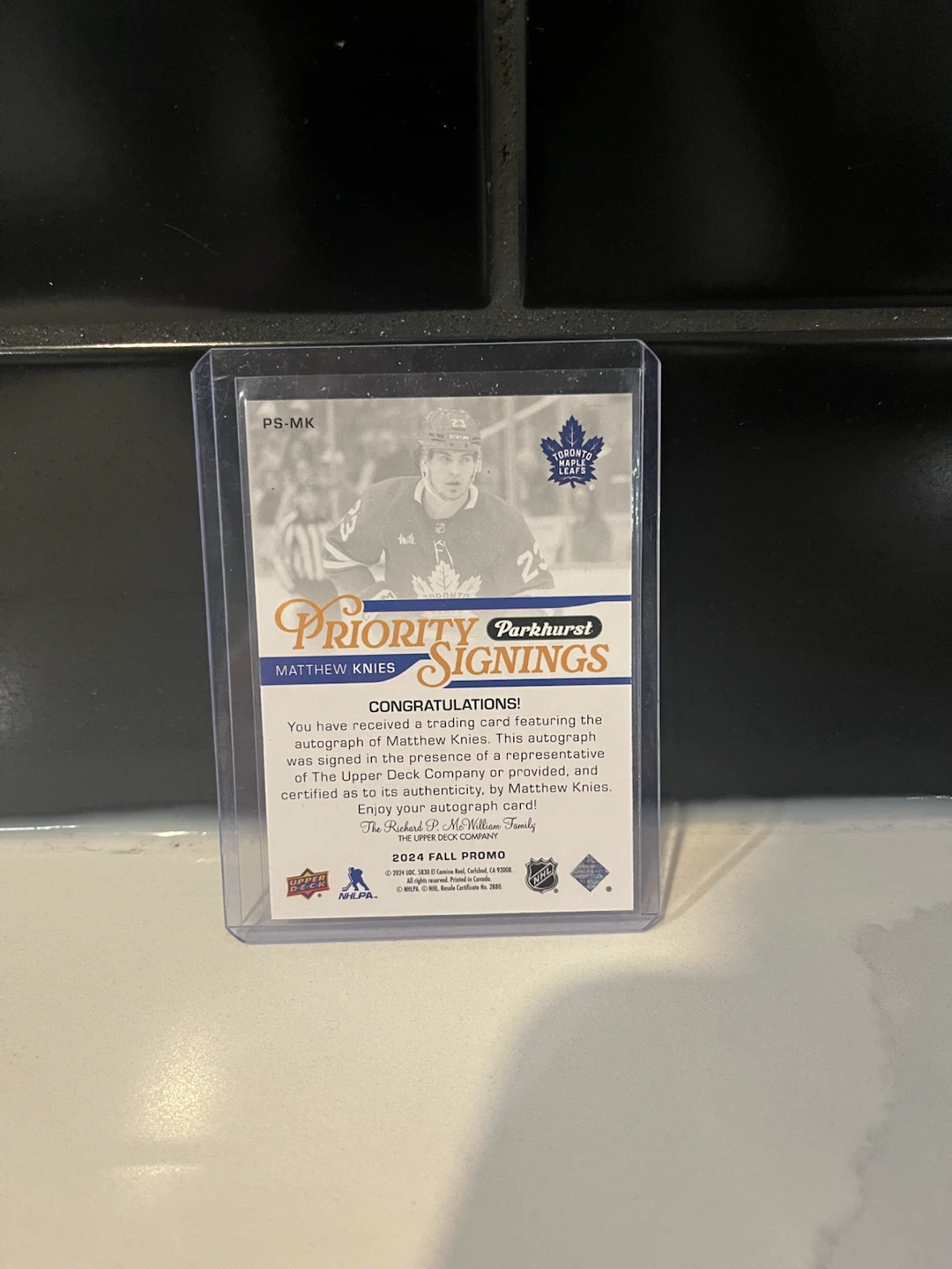 Priority Signings Matthew Knies Autograph Hockey Card 64/75 - photo 2