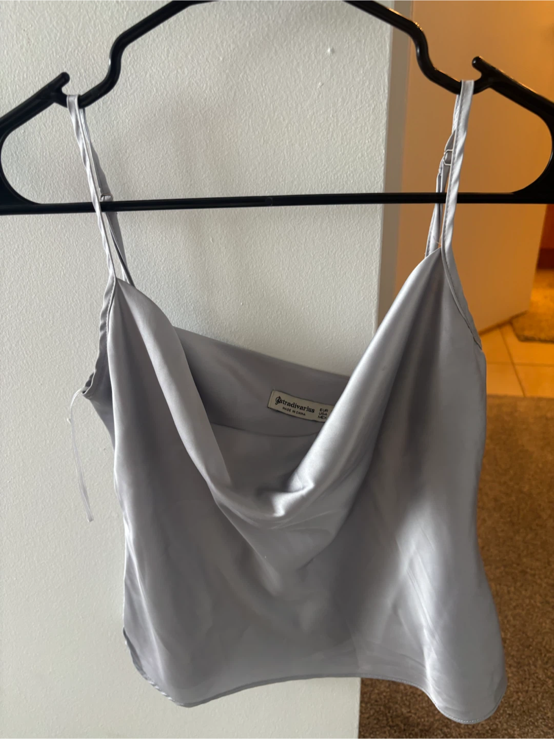 Silver satin Top