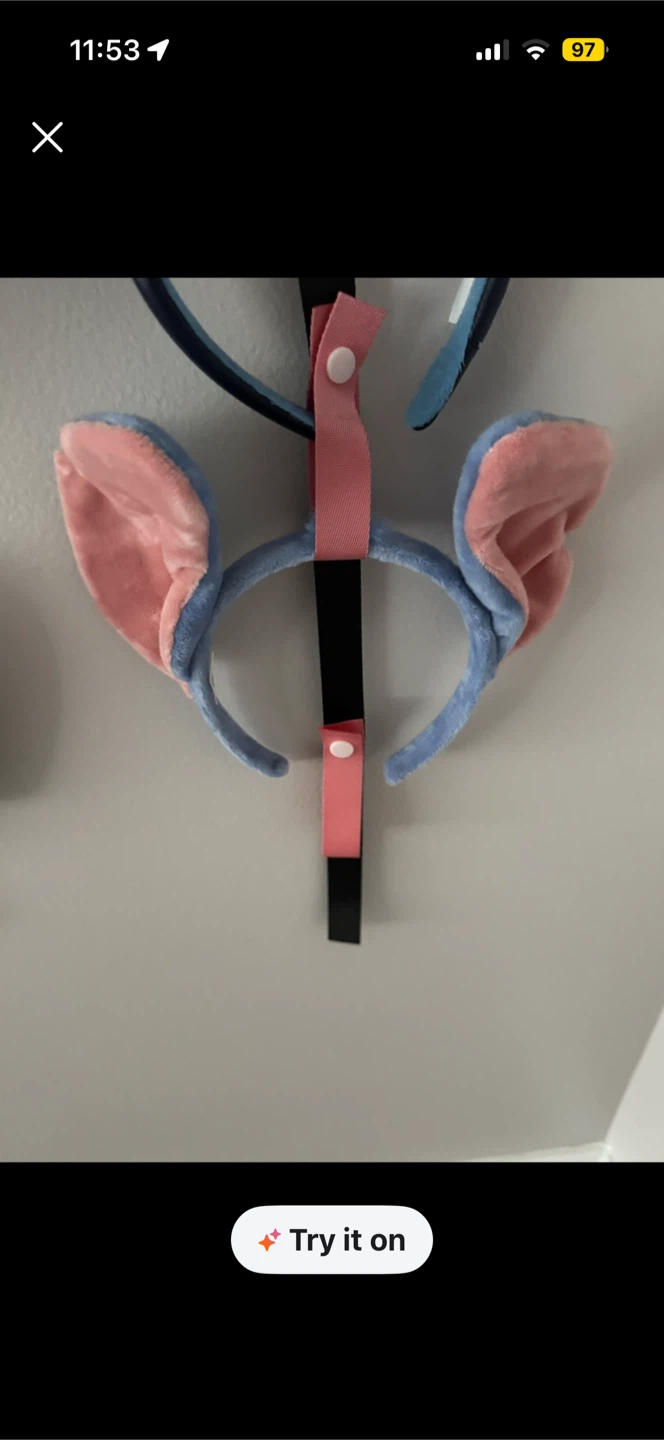 Blue and Pink Plush Mouse Ears Headband