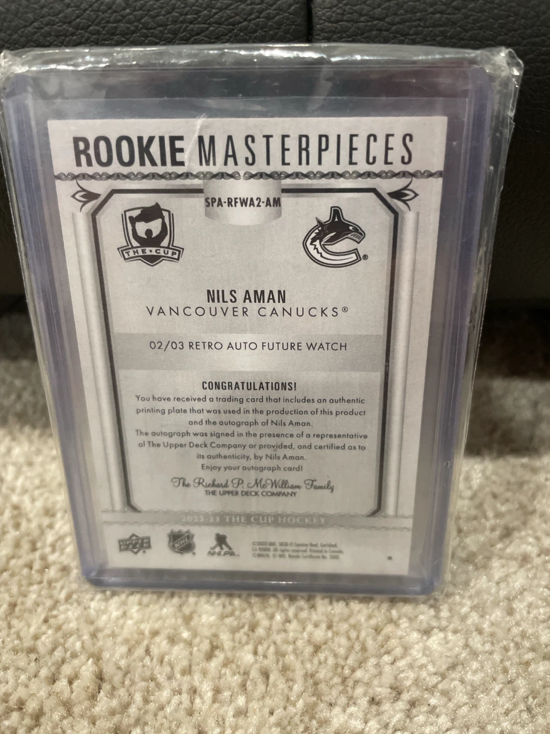 1of1 Nils Aman 2002/3 Retro Auto Future Watch Rookie Masterpiece - photo 2