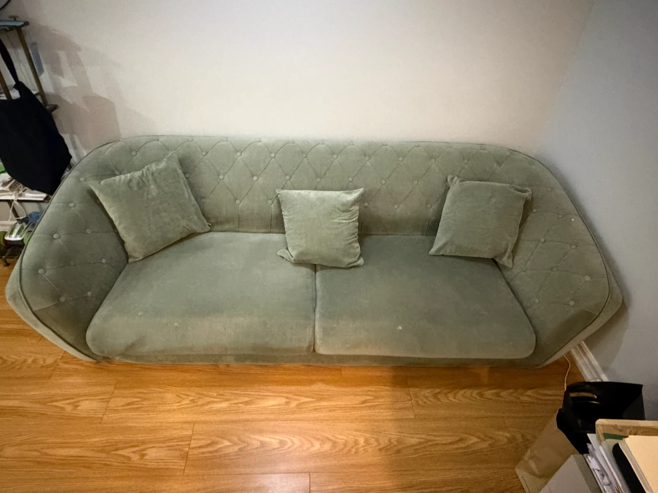 Sage Green Tufted Sofa - photo 2
