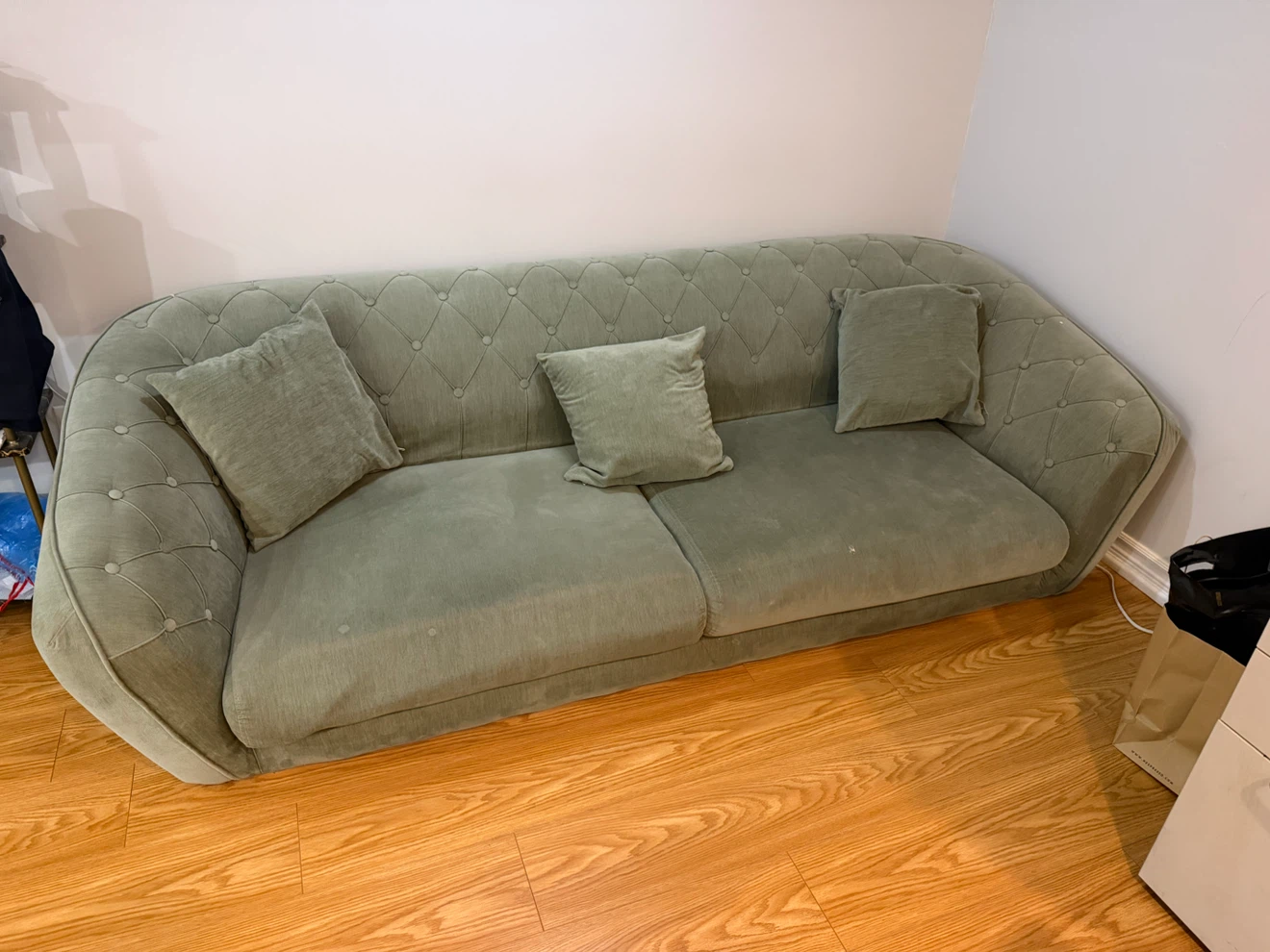 Sage Green Tufted Sofa - photo 3