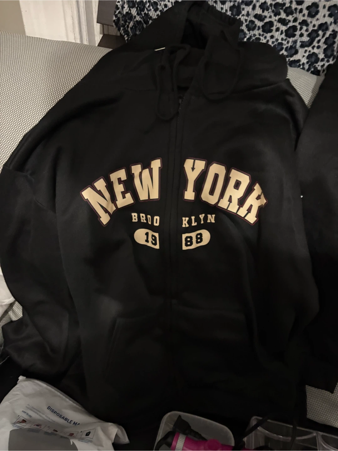 Black "New York Brooklyn 1988" Zip-Up Hoodie - photo 2