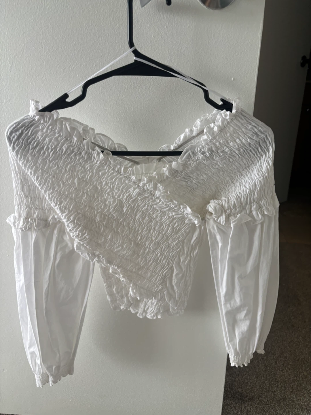 White Zara ruffle Crop Top