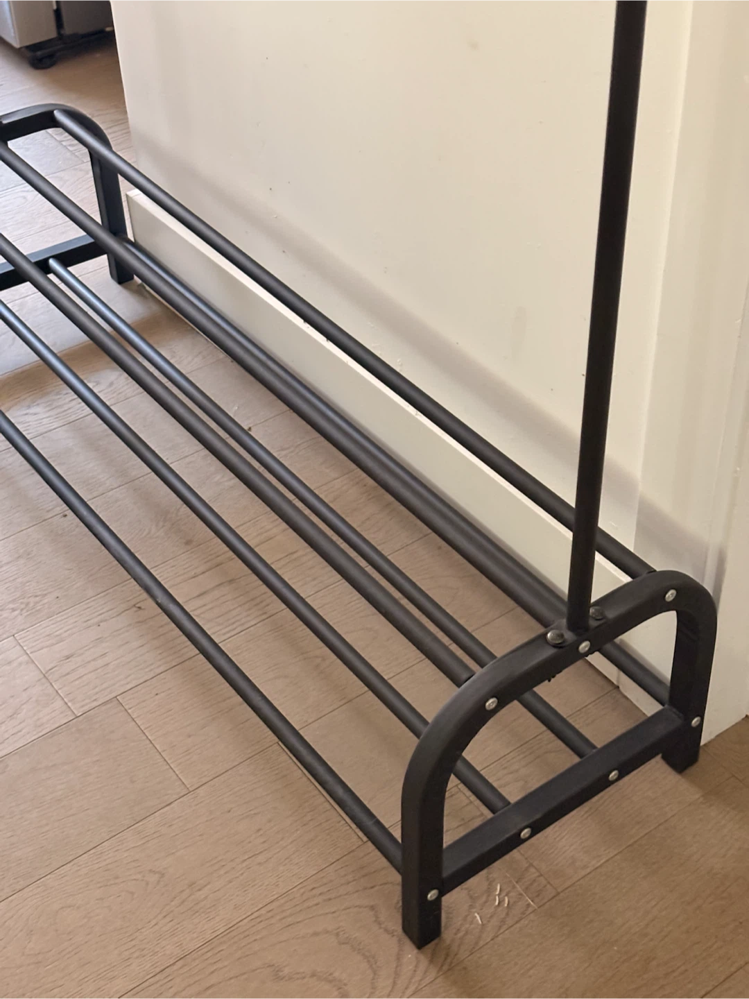 Black Metal Coat Rack with Shoe Shelf - photo 2