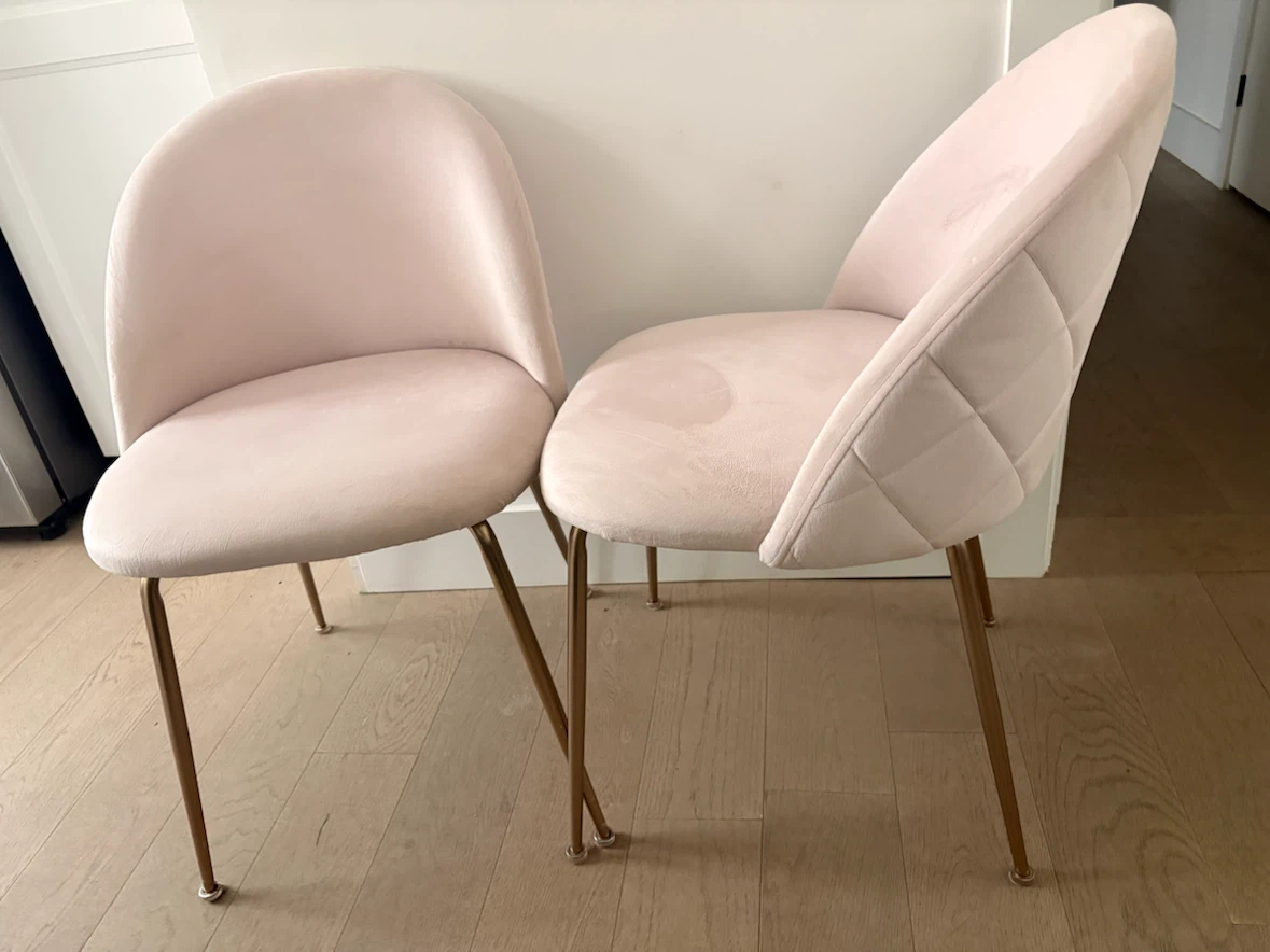 Set of 2 Pink Velvet Accent Chairs with Gold Legs - photo 4
