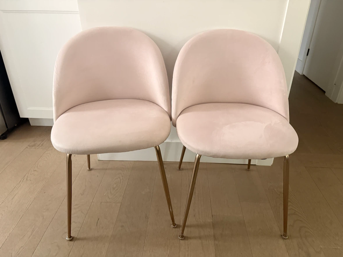 Set of 2 Pink Velvet Accent Chairs with Gold Legs - photo 5