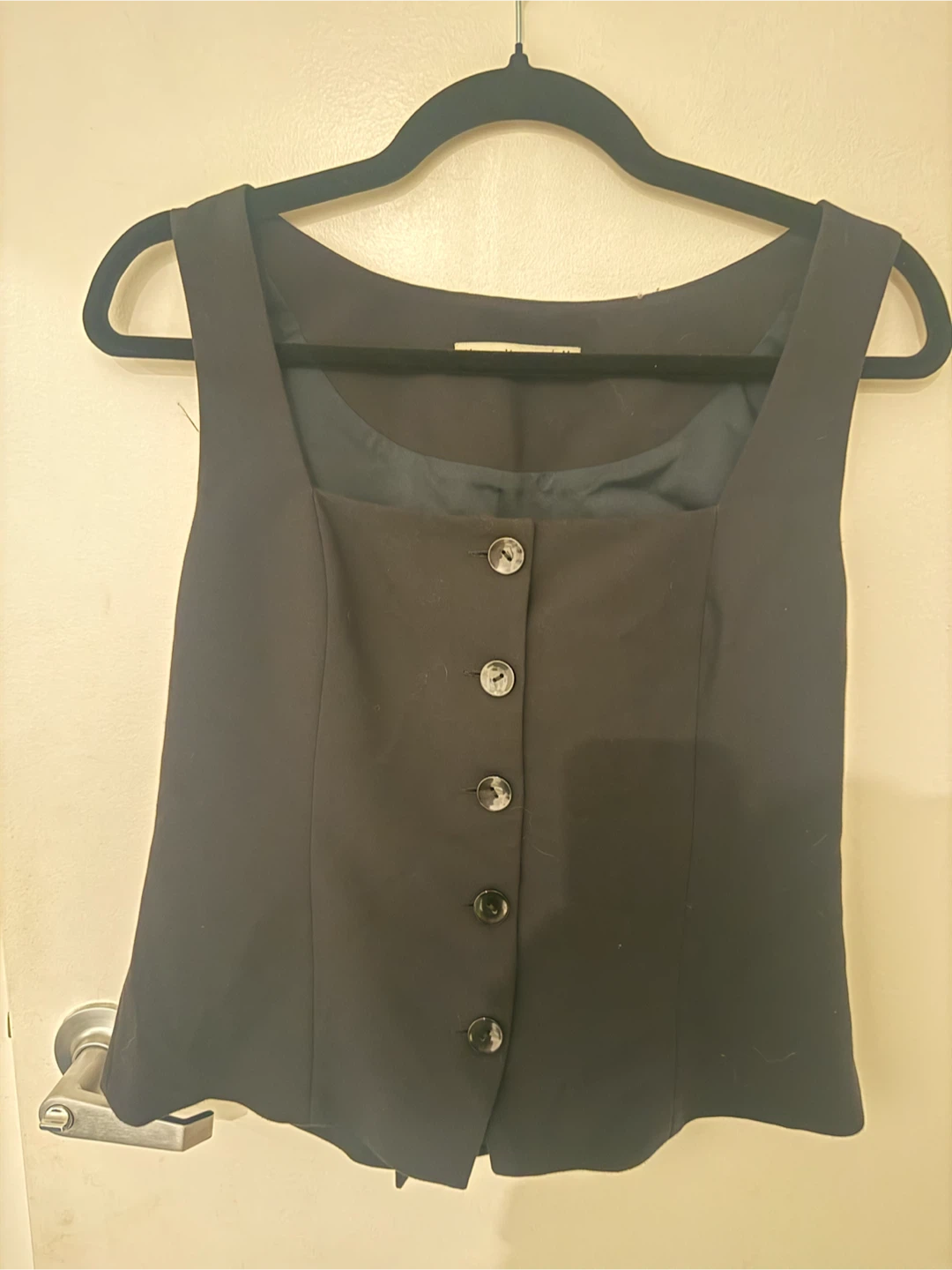 Black Button Front Square Neck Vest - photo 2