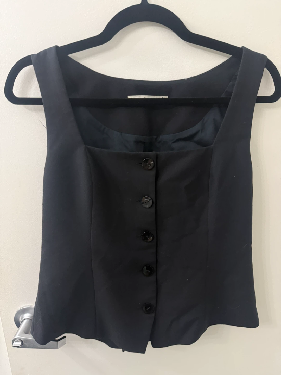 Black Button Front Square Neck Vest - photo 3