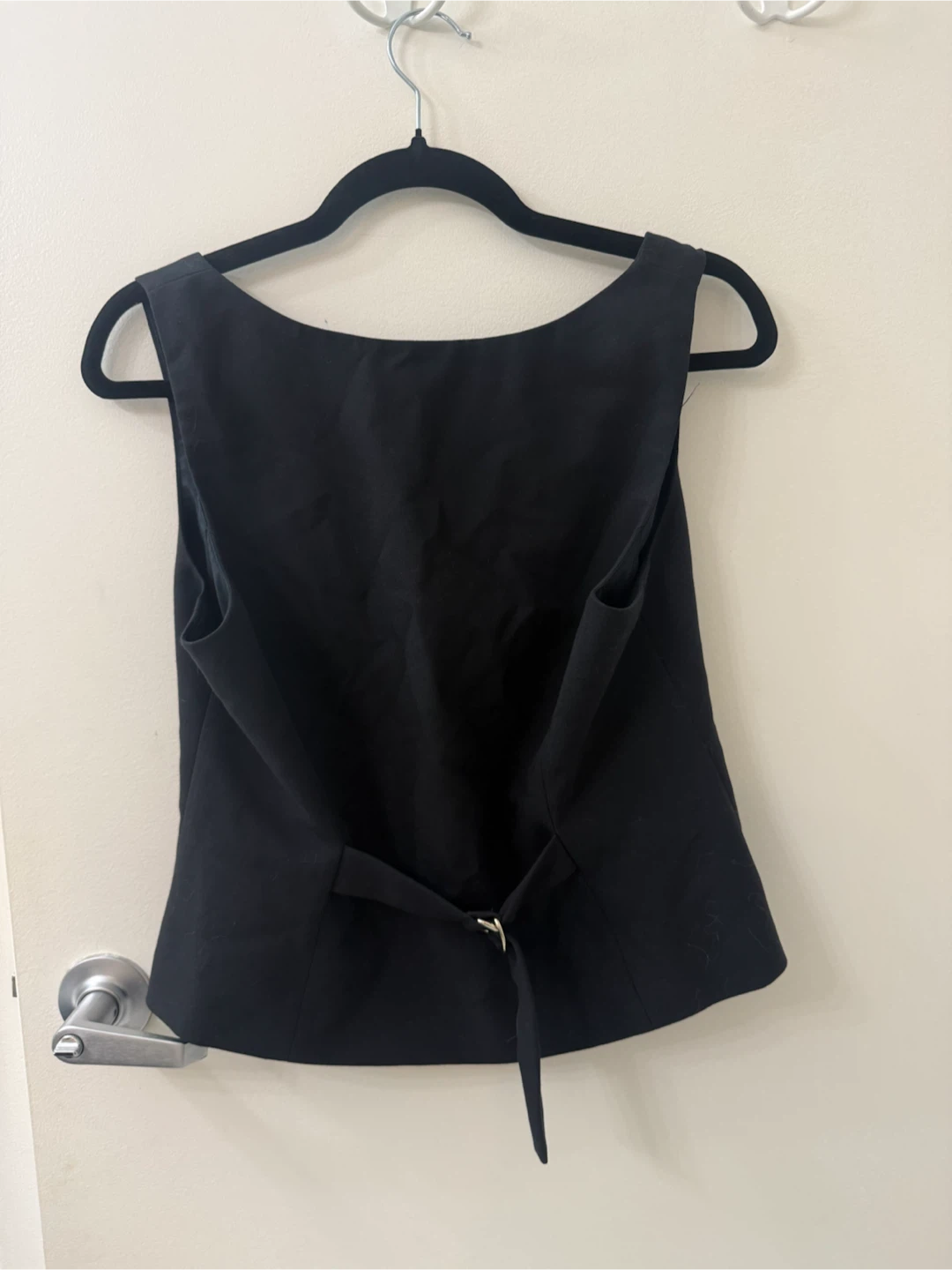 Black Button Front Square Neck Vest - photo 4