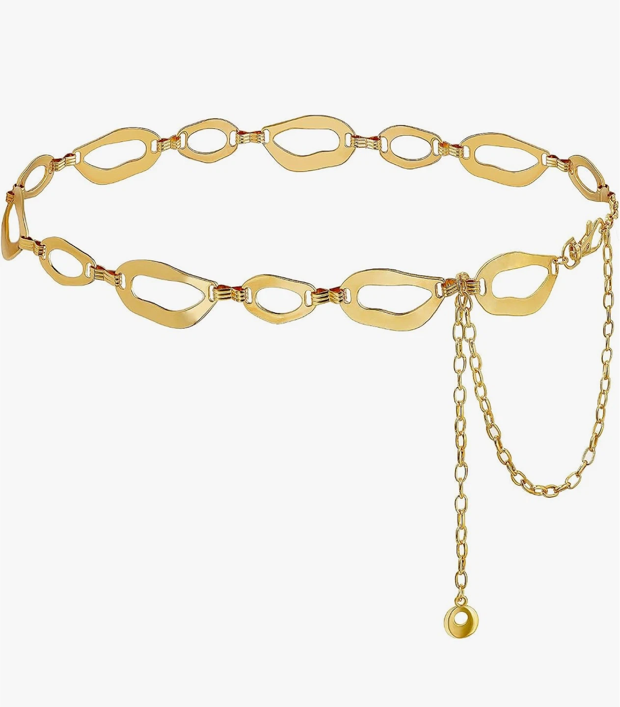 Gold Link Chain Belt with Drop Charm