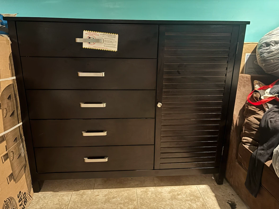 Dark Wood Dresser with Cabinet