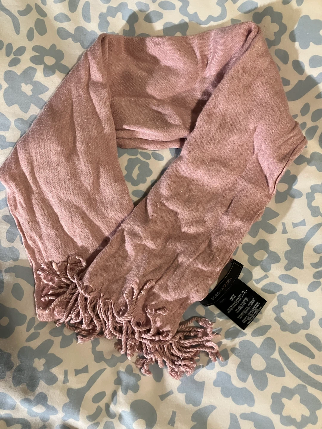 BCBGMAXAZRIA Pink Scarf with Fringe