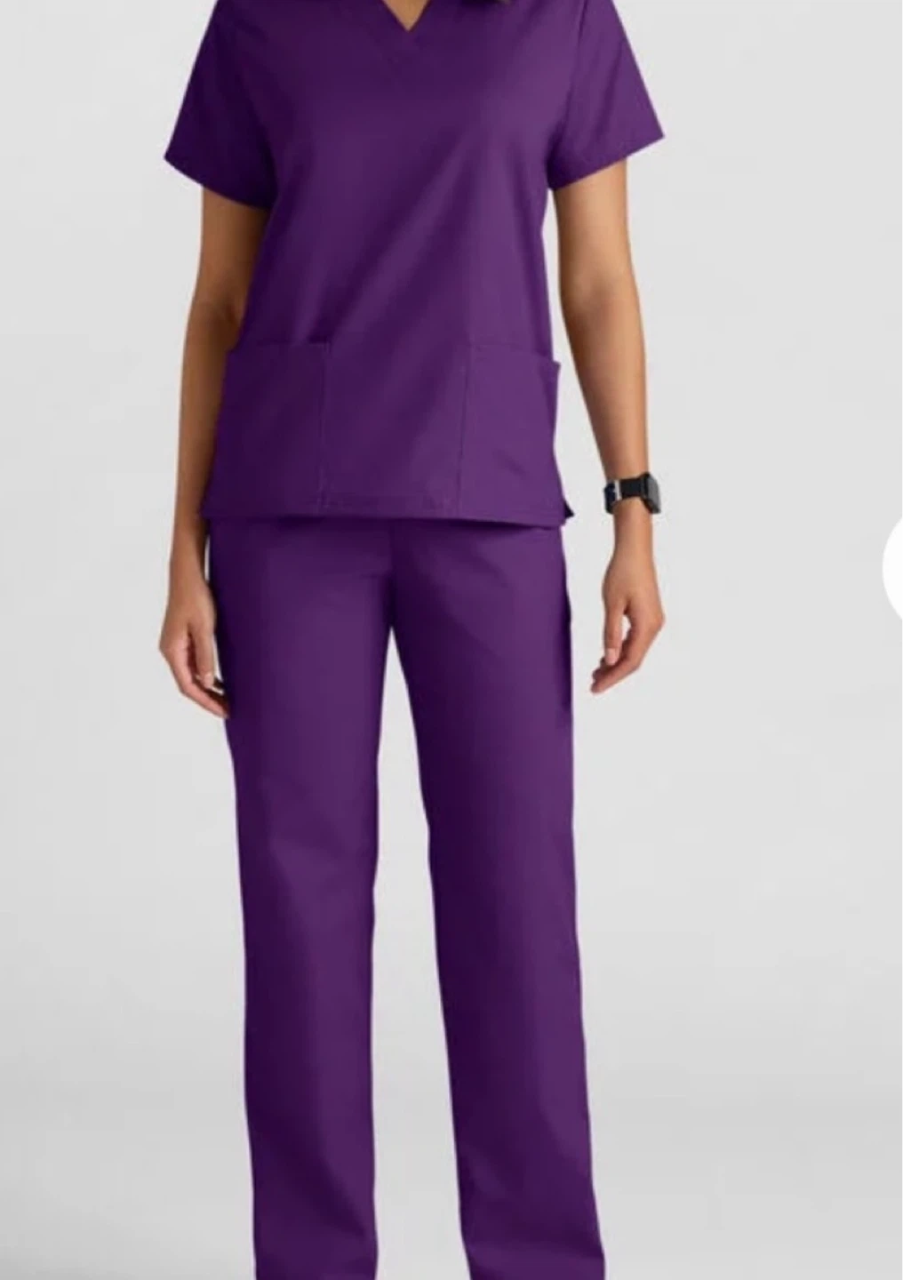 Purple V-Neck Scrub Top & Pants Set - photo 2