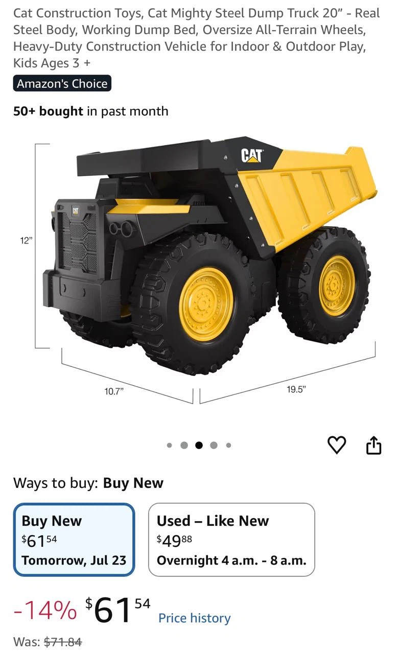 CAT Mighty Steel Dump Truck 20" toy - photo 4