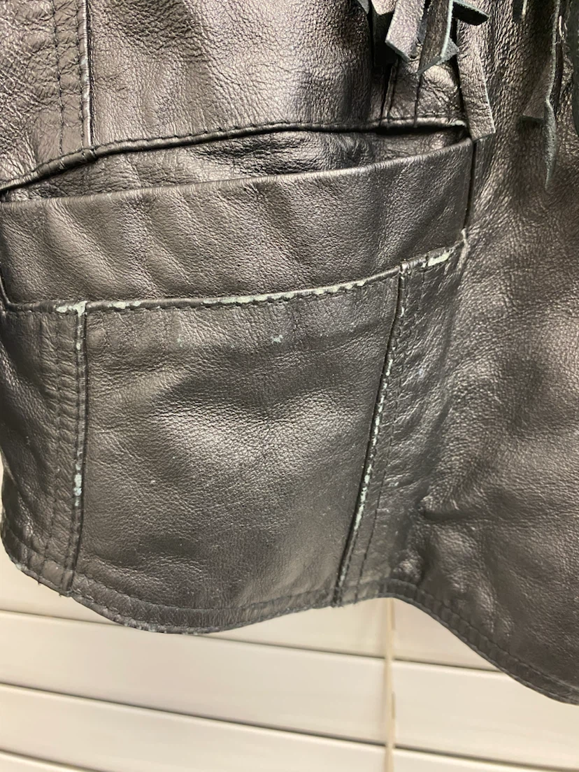 Cosa Nova Black Leather Fringed Jacket - Size L - photo 5