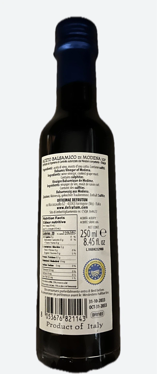 Balsamic Vinegar - Defrutum Aceto Balsamico di Modena IGP, 250ml - photo 2