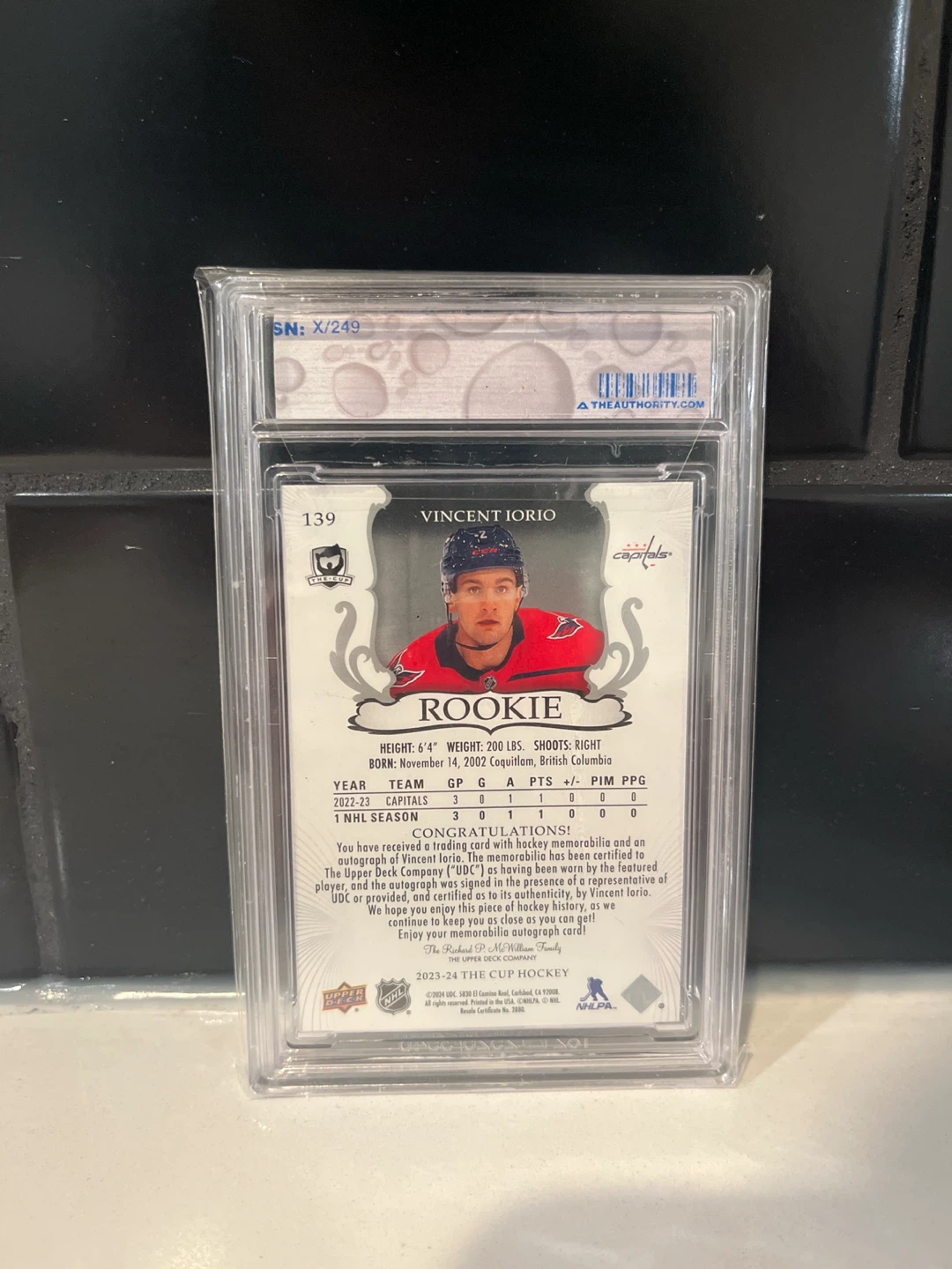 2023-24 The Cup Vincent Iorio Rookie Auto Patch Hockey Card - photo 2
