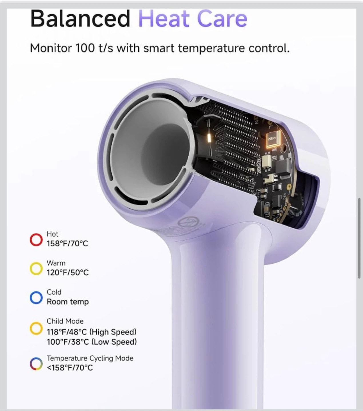 Laifen Air 15 x Fast Drying Ionic Hair Dryer - Purple - photo 4