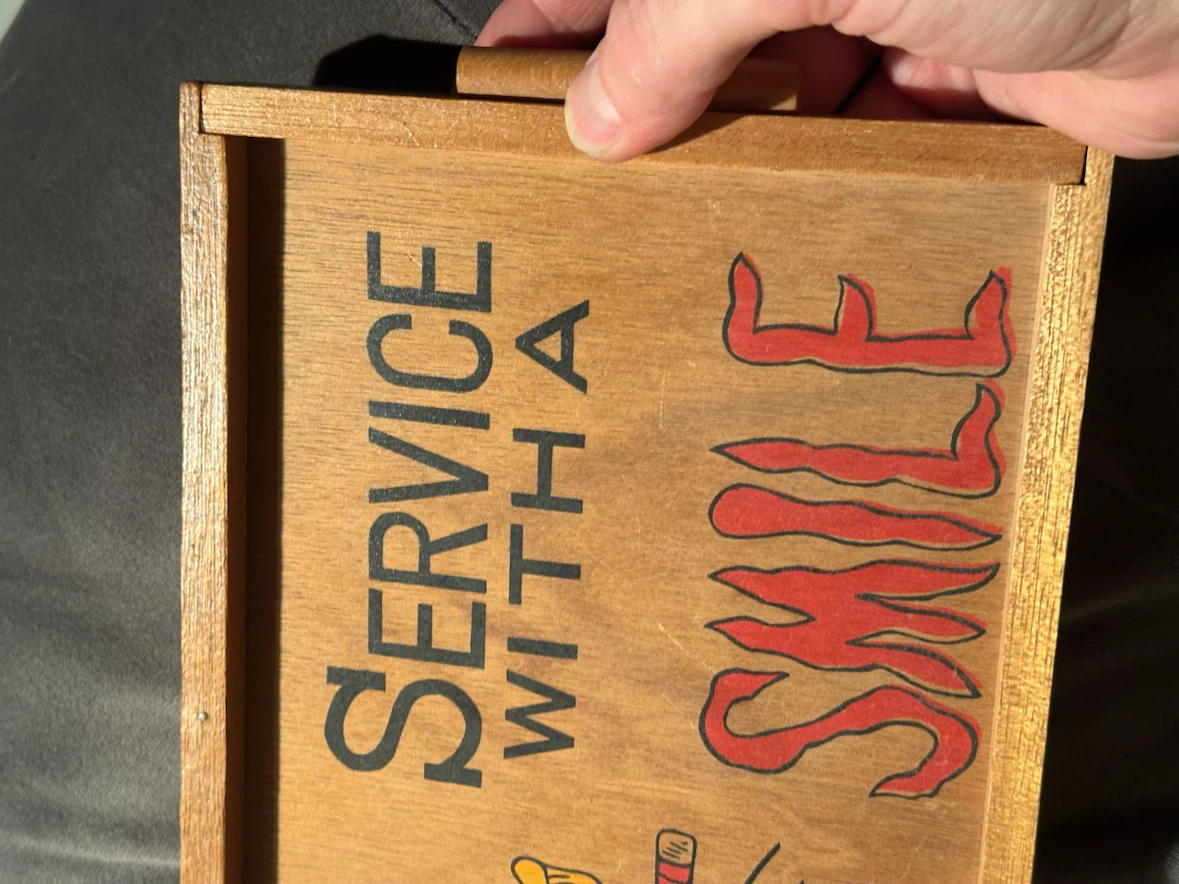 Vintage Wood Bar Tray Service With A Smile - photo 3