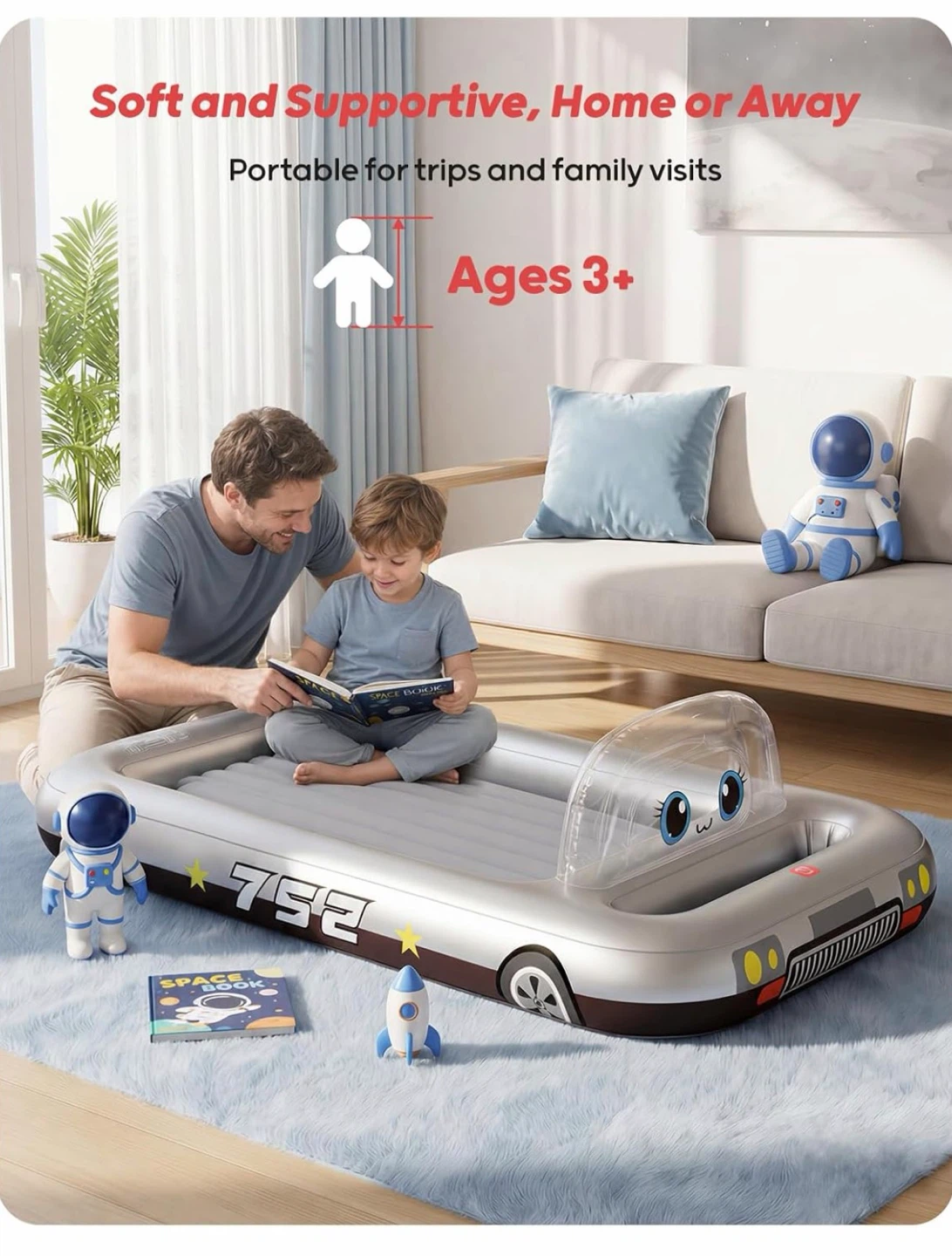 QPAU Spaceship Inflatable Kids Air Mattress with Tent - photo 5
