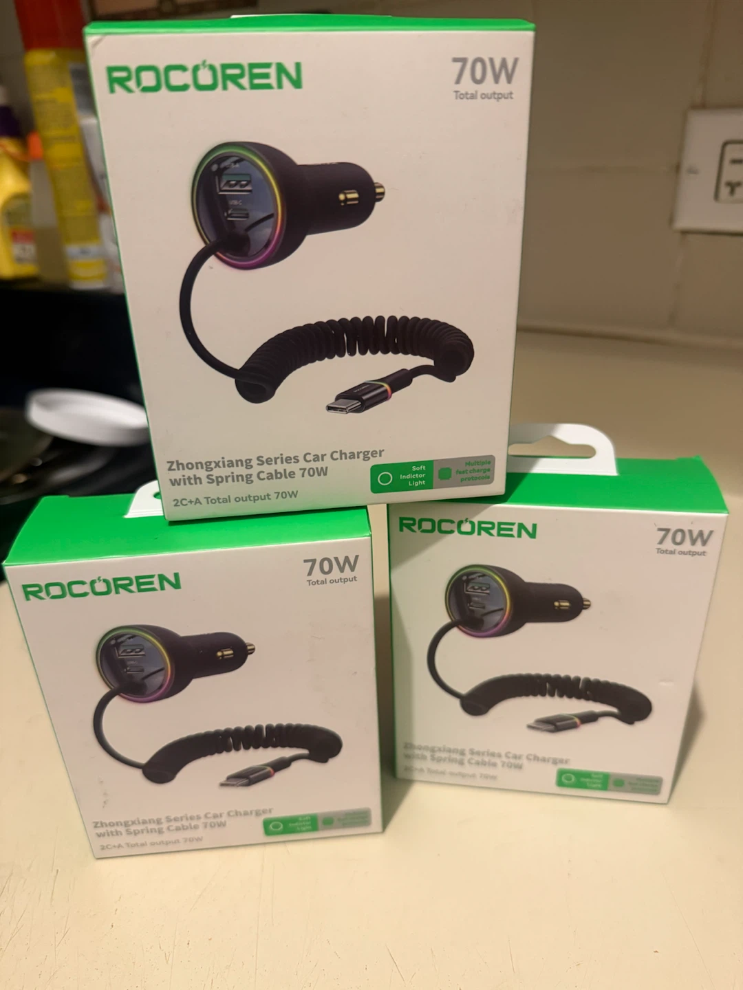 Car Charger with Spring Cable usb fast charger