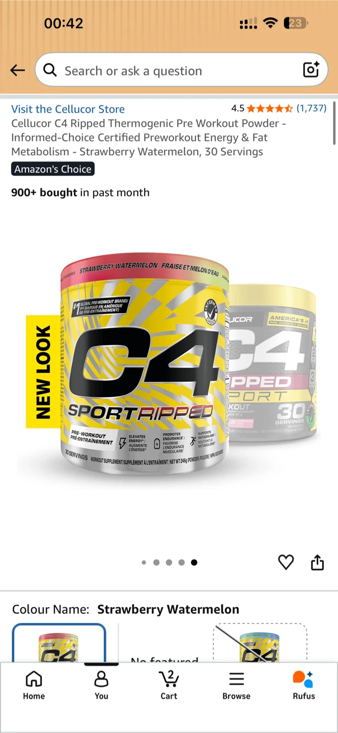 Cellucor C4 Sport Ripped Pre-Workout Strawberry Watermelon