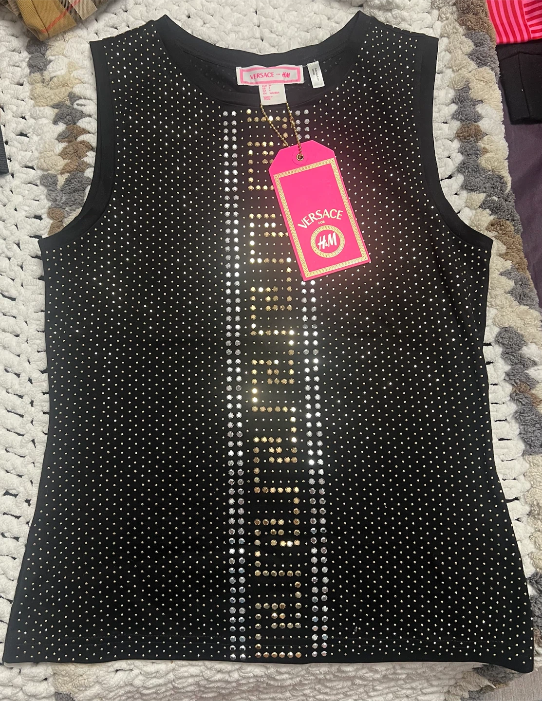 Versace x H&M Black Rhinestone Tank Top