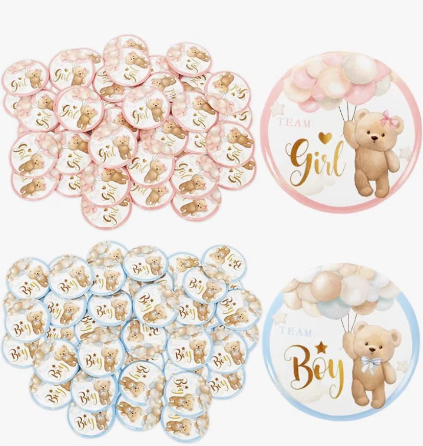 Gender Reveal Buttons - "Team Girl" & "Team Boy"