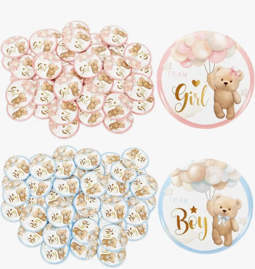 Gender Reveal Buttons - "Team Girl" & "Team Boy"