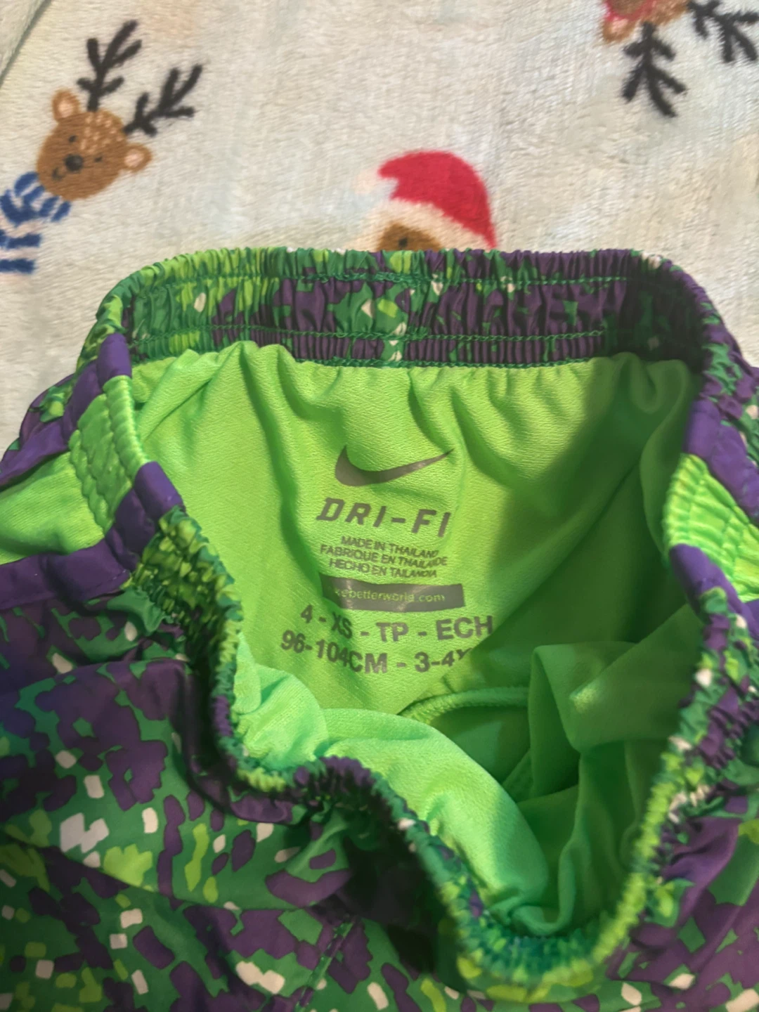 Nike Kids Running Shorts Green/Purple Size 4-XS - photo 2