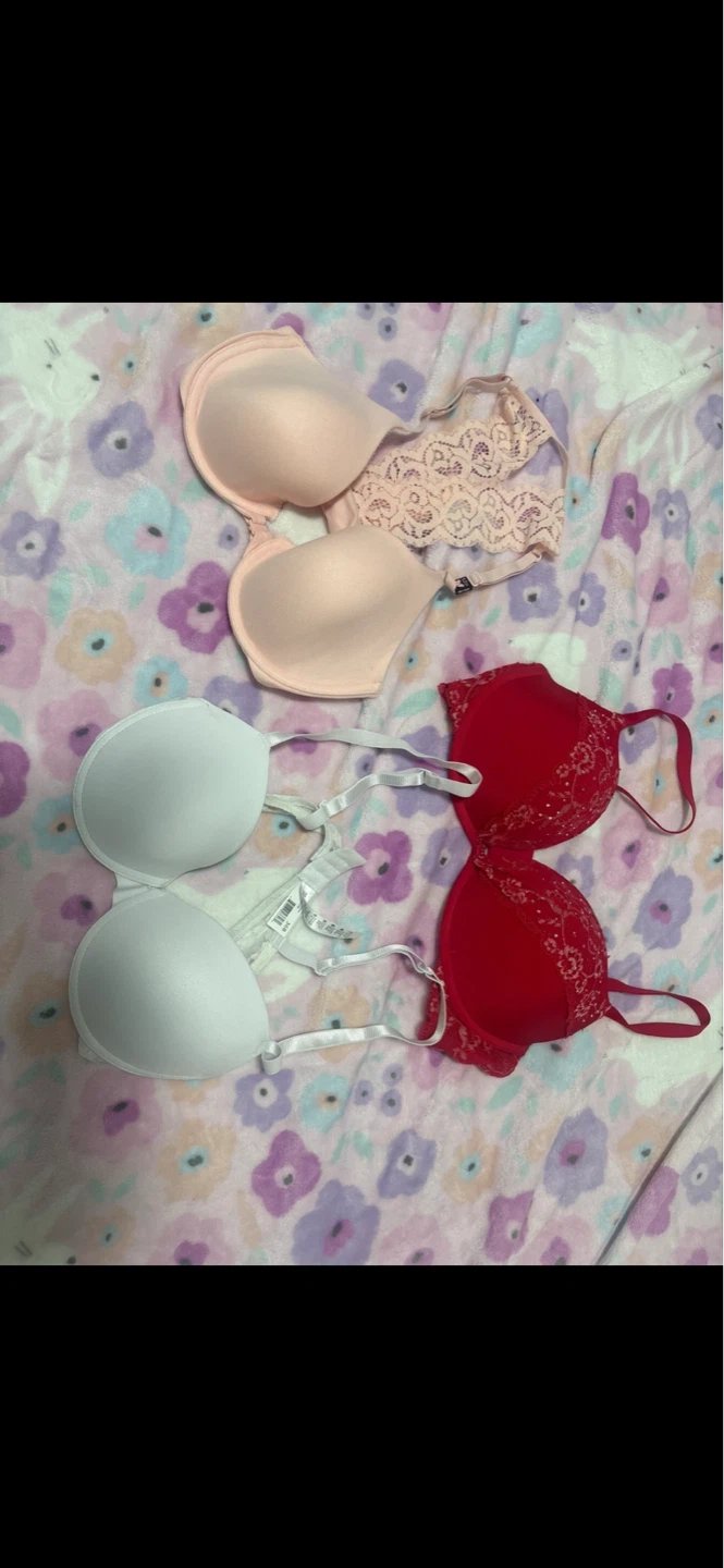 3 Bras - Pink, White, and Red
