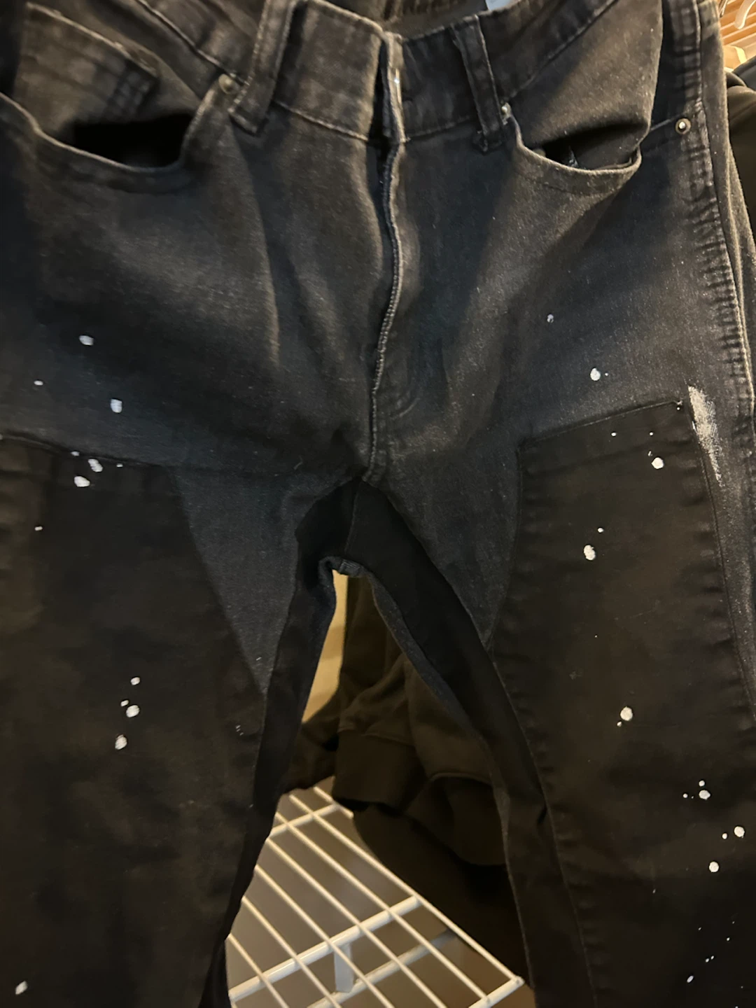 Black Denim Jeans with Paint Splatter - photo 2